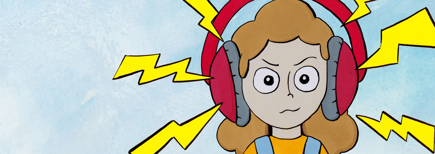 Mädchen wehrt sich mit riesigen Kopfhörern gegen die Misophonie